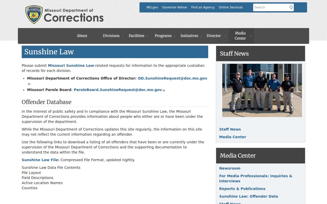Missouri corrections public records after an Atchison County arrest