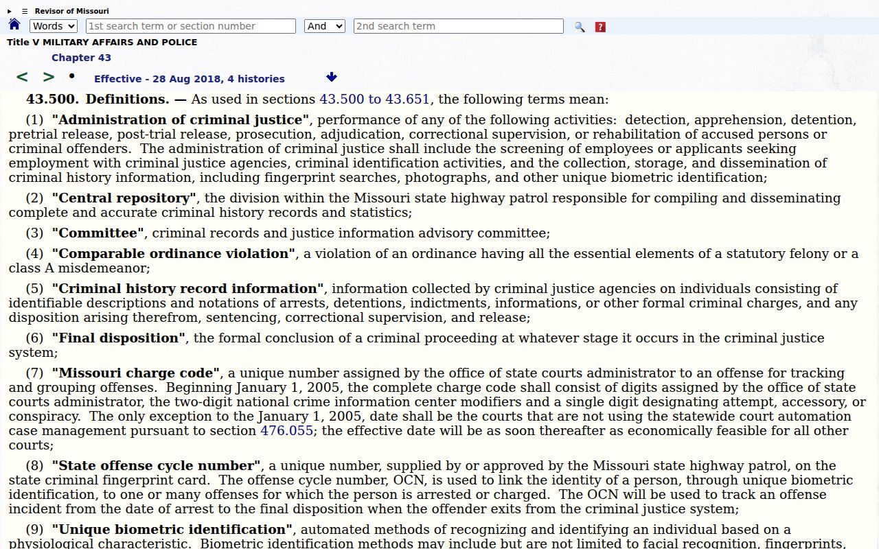 Missouri registry definitions for Atchison County offender records