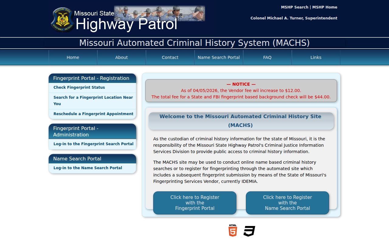 Atchison County criminal history MACHS portal choices