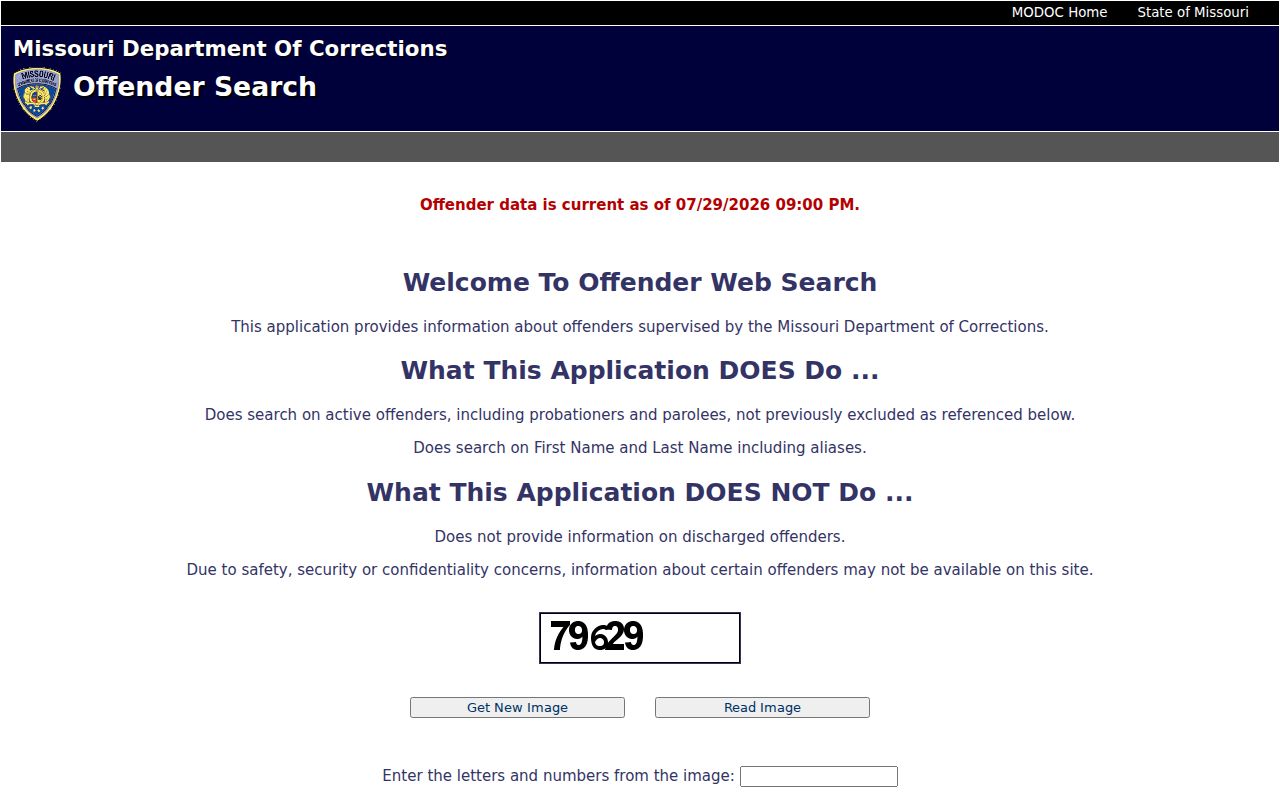Atchison County criminal history MODOC offender search